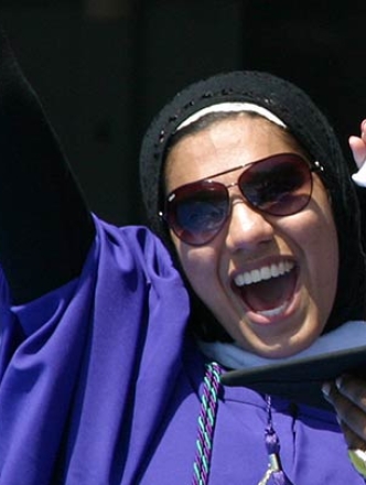 Students celebrating at NYU's Commencement